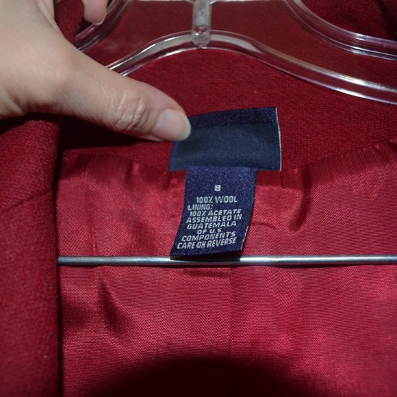 Hillard & Hanson TM 100% Wool Dark Red Lining Pockets Women's Jacket 8 - Picture 3 of 8